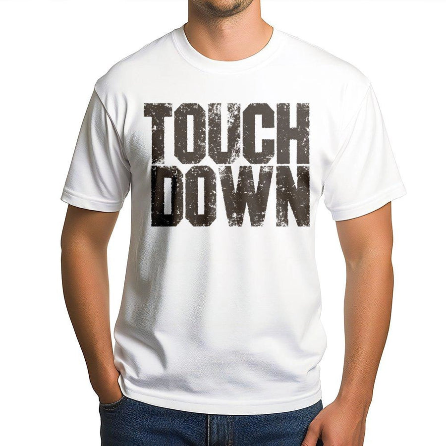 Touchdown Football T-Shirt | Distressed Text Graphic Tee | 100% Cotton Premium Quality | Game Day Outfit for Football Fans
