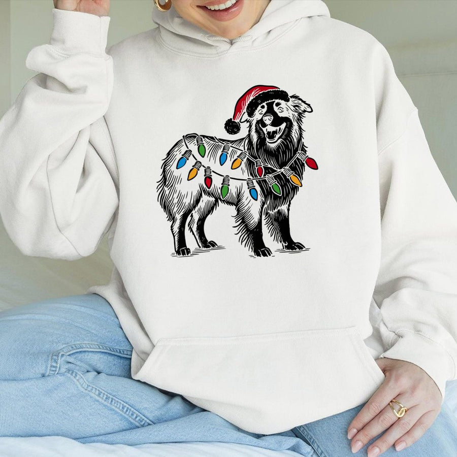 Australian Shepherd Christmas Hoodie | Dog Lover Santa Hat Graphic | Premium Cotton Blend | Unisex Holiday Gift for Aussies Owners