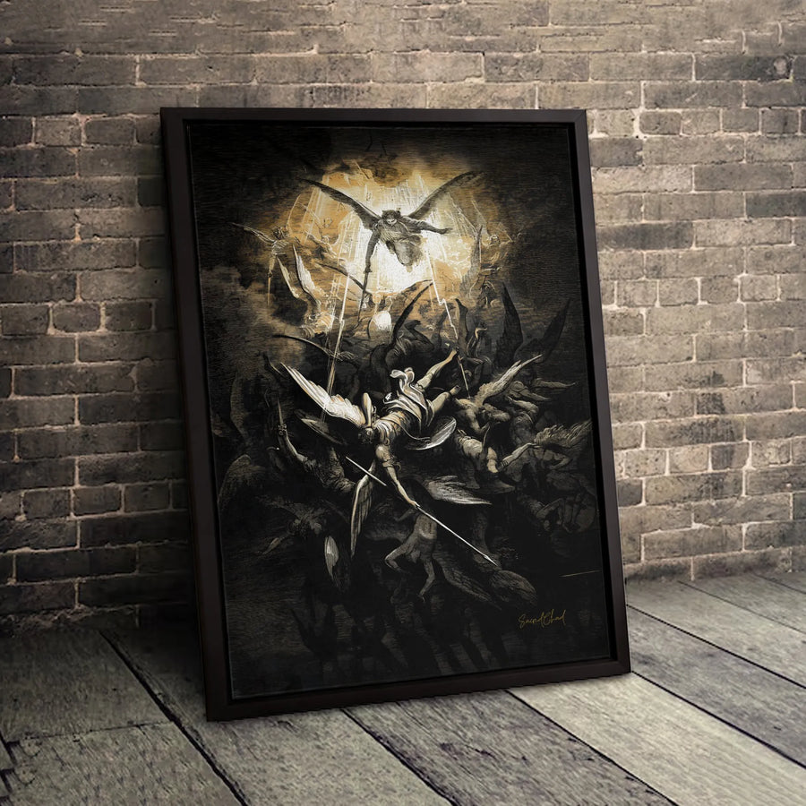 Gustave Doré Fall Of The Rebel Angels Canvas | Paradise Lost Illustration | Premium Gallery Wrapped Art | Gothic Home Decor Wall Hanging Gift