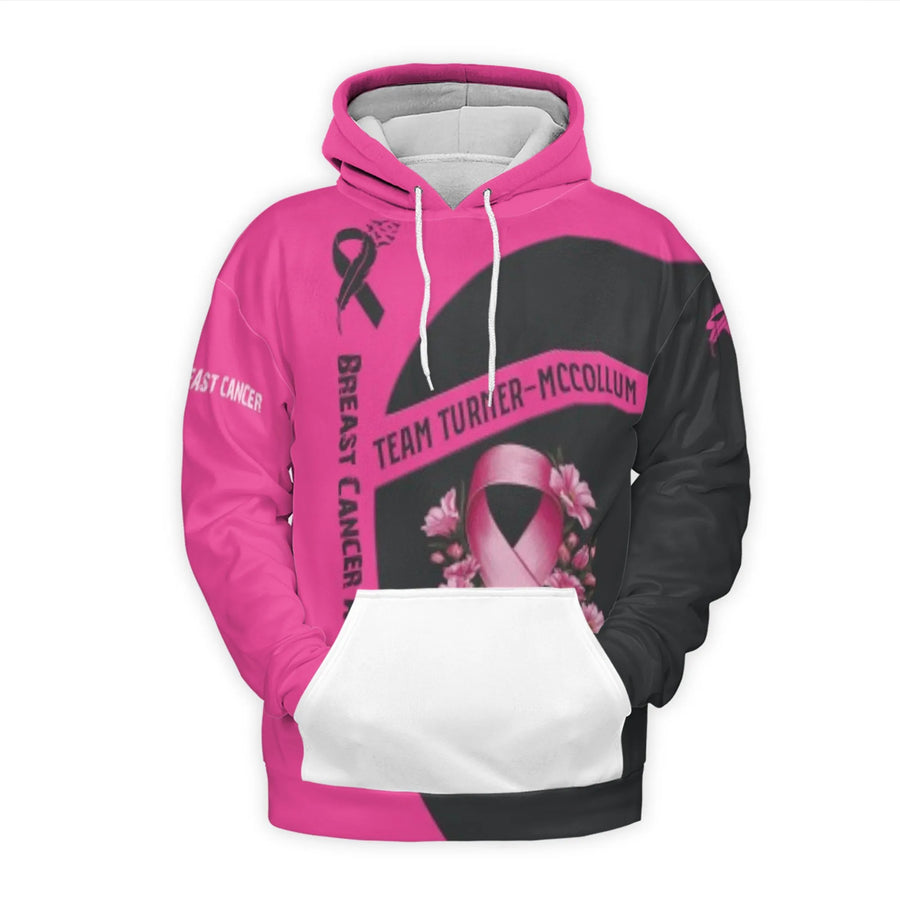 Breast Cancer Awareness Hoodie | Her Fight Is Our Fight Pink Ribbon Boxing Glove Design | Premium 3D Print Fleece | Gift For Supporters And Survivors