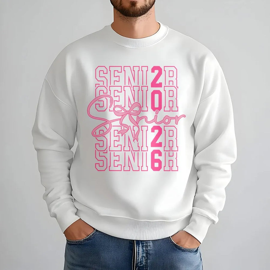 Senior 2026 Sweatshirt | Aesthetic Bow Graduation Graphic | Premium Cotton Blend | Trendy Class of 2026 Senior Year High School Gift For Her