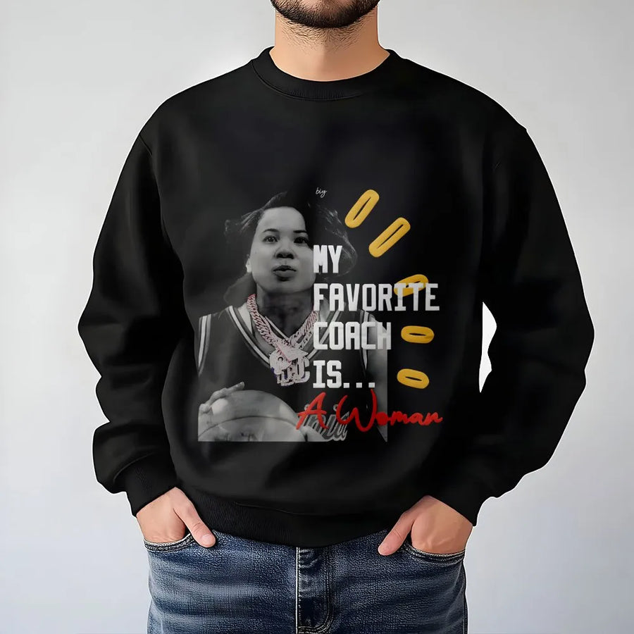 My Favorite Coach Is A Woman Sweatshirt | Basketball Female Coach Graphic Print | Premium Cotton Blend Crewneck | Empowering Gift for Her