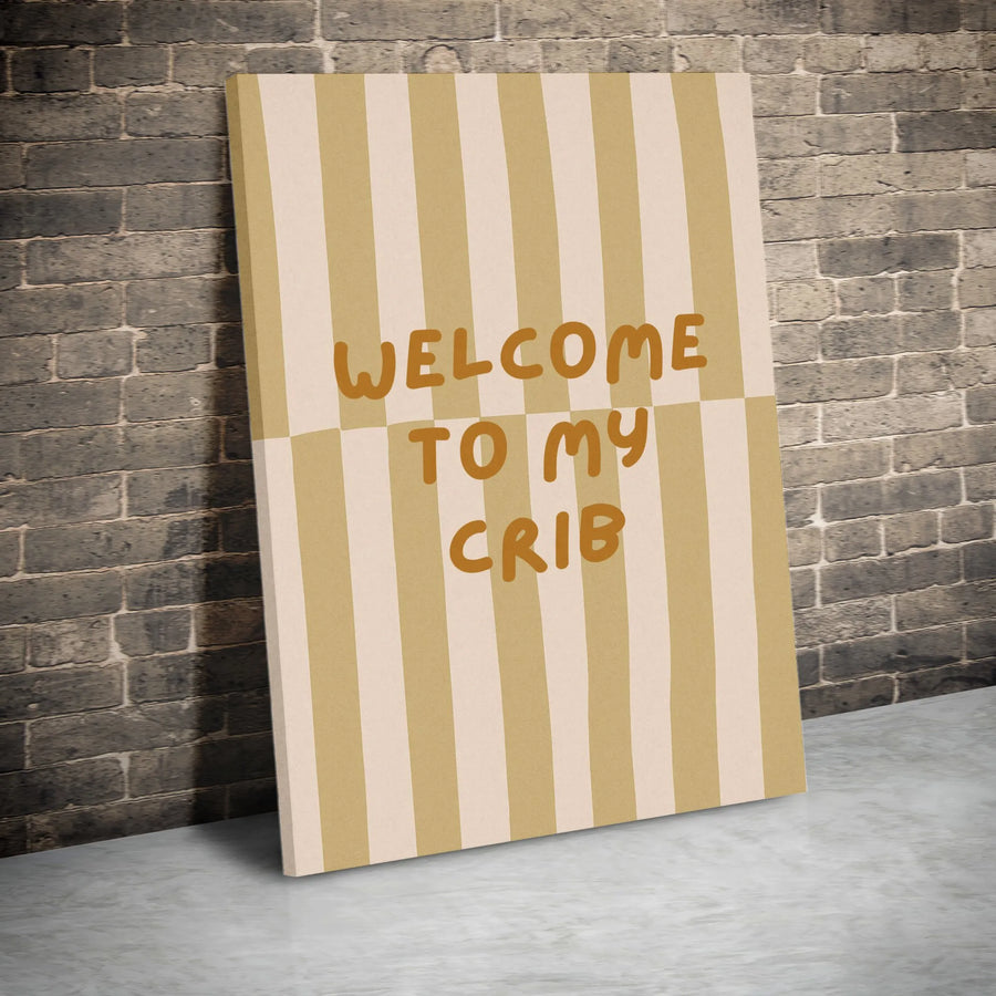Welcome To My Crib Canvas Wall Art | Modern Striped Nursery Decor | Premium Canvas Art Print | Gift for New Parents or Baby Shower