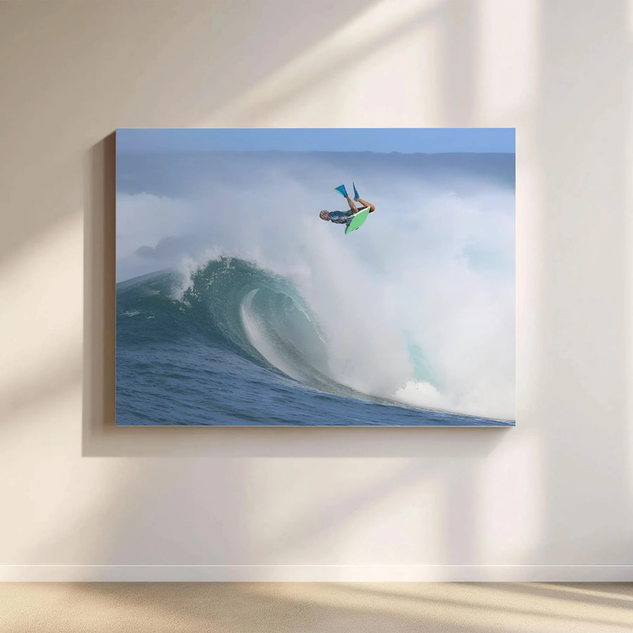 Bodyboarding Ocean Wave Canvas Print | Extreme Sports Aerial Action | Premium Gallery Wrapped Wall Art | Coastal Decor Gift for Surfers