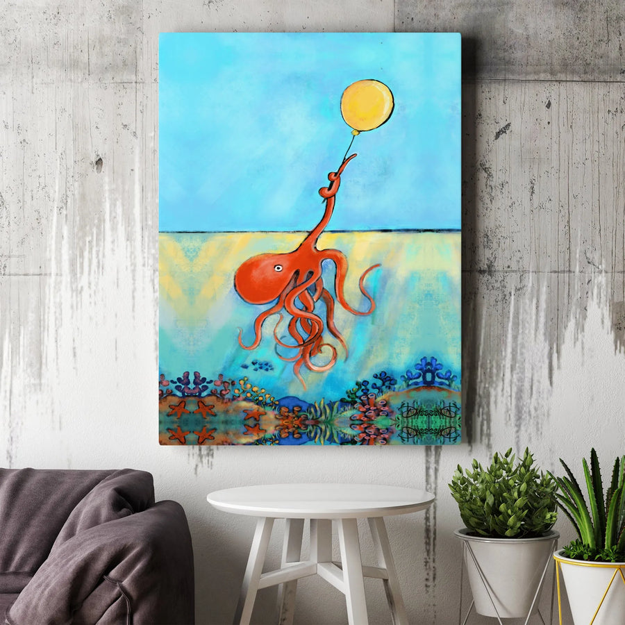 Octopus Canvas Wall Art | Whimsical Ocean Nursery Decor | Premium Fade-Resistant Print | Cute Sea Animal Gift for Kids or Bathroom