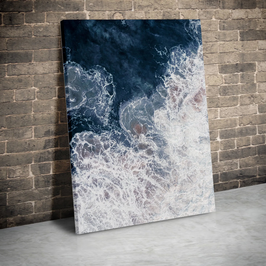 Abstract Ocean Waves Vertical Canvas | Aerial Seascape Wall Art | Premium High-Resolution Print | Modern Coastal Home Decor Gift