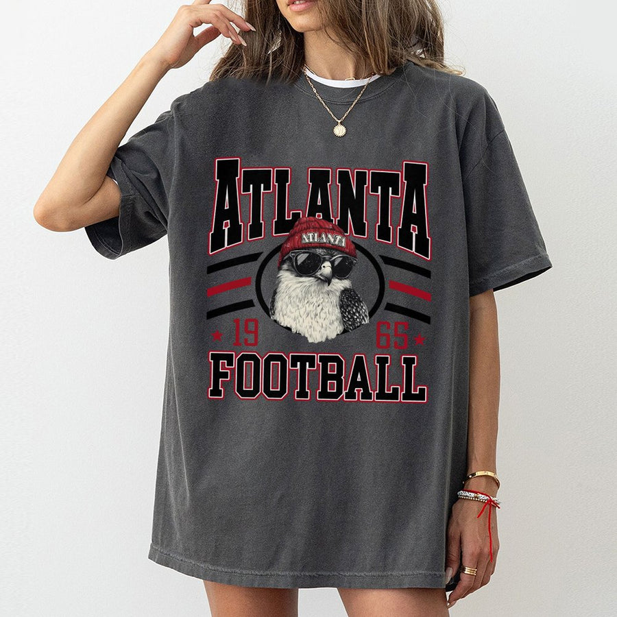 Atlanta Football 1965 With Falcon Wearing A Red Beanie And Sunglasses T-Shirt