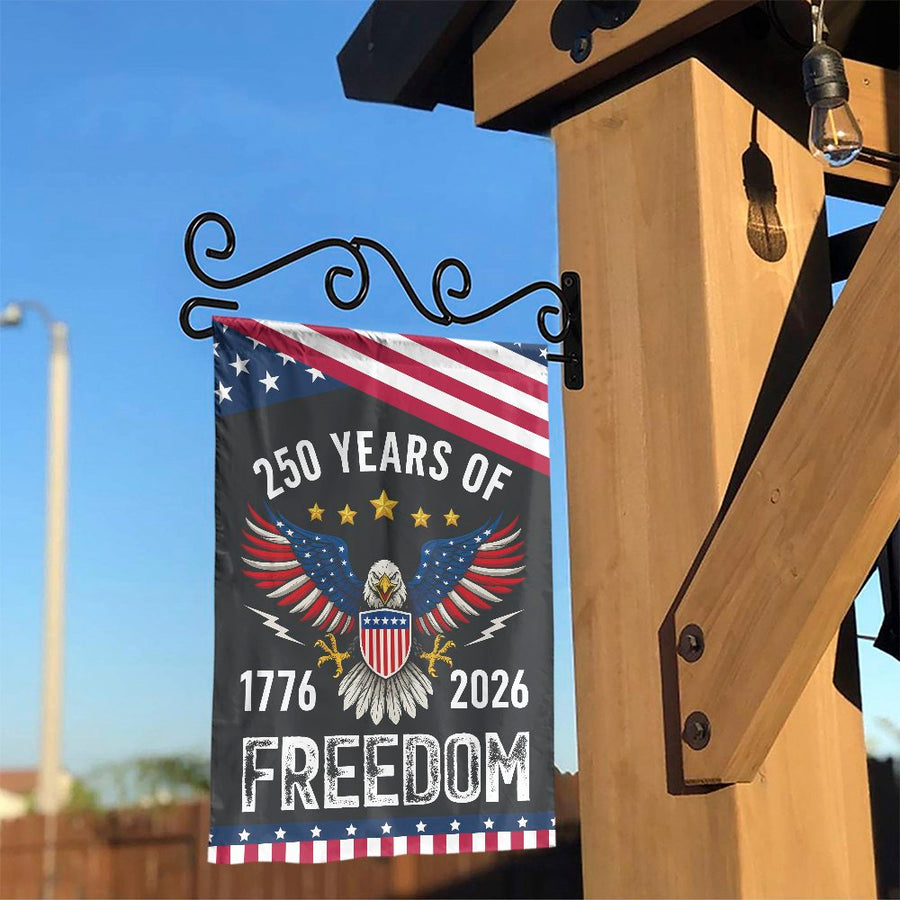 Drapeau de jardin du 250e anniversaire des États-Unis | Motif patriotique avec aigle célébrant 1776-2026 | Polyester haut de gamme résistant aux intempéries | Cadeau de décoration extérieure pour la fête de l'Indépendance