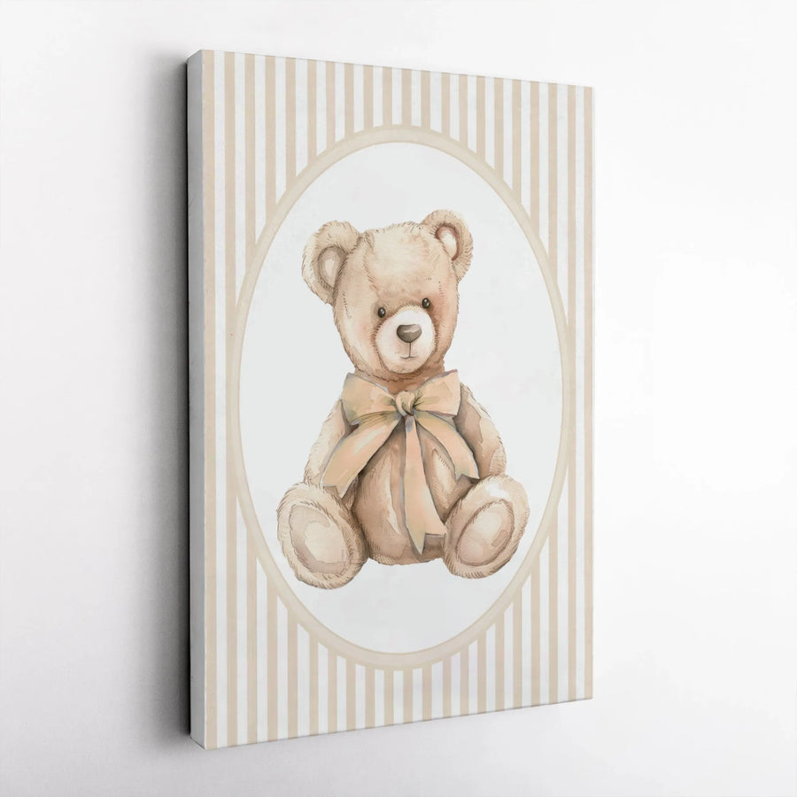 Watercolor Teddy Bear Canvas Art | Cute Animal Illustration | Premium Gallery Wrapped Print | Baby Shower Gift for Nursery Decor