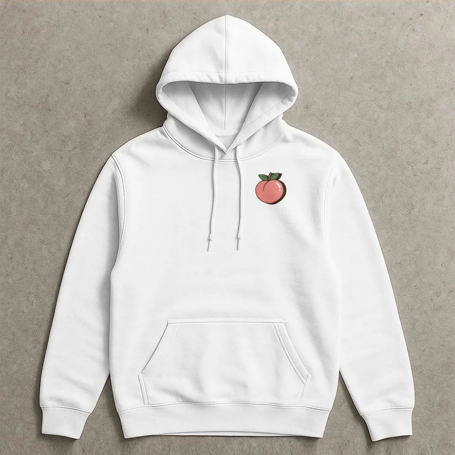 Kawaii Peach Hoodie | Minimalist Fruit Graphic Sweatshirt | Premium Soft Cotton Blend | Cute Aesthetic Clothing Gift for Her