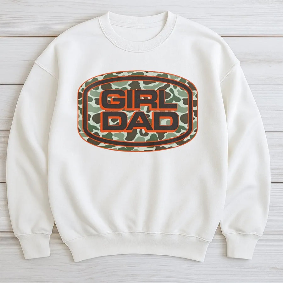 Girl Dad Camo Sweatshirt | Urban Military Print Graphic Design | Premium Cotton-Blend | Perfect Father's Day 2026 Gift for Proud Dads