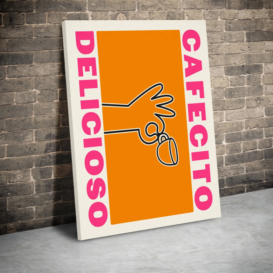 Delicioso Cafecito Wall Art | Minimalist Coffee Lover Print | Premium Gallery Wrap Canvas | Kitchen Decor Gift for Coffee Addicts