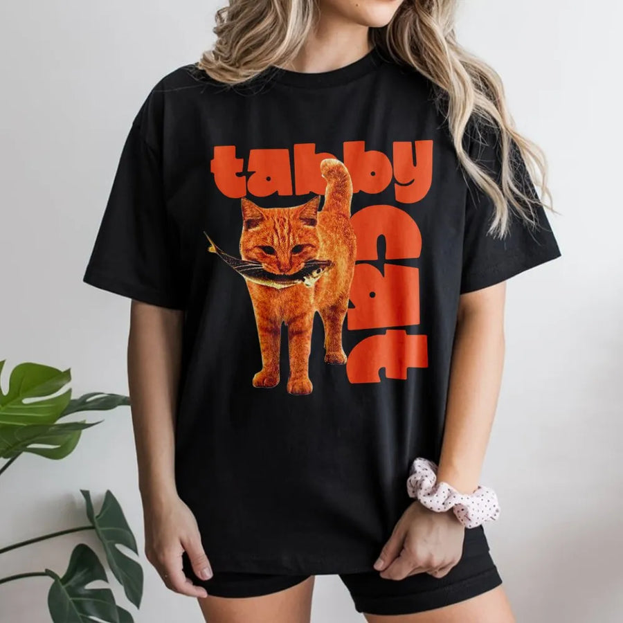 Orange Tabby Cat T-Shirt | Funny Retro Graphic Design | Premium Soft Cotton Tee | Cute Animal Lover Gift for Women and Men