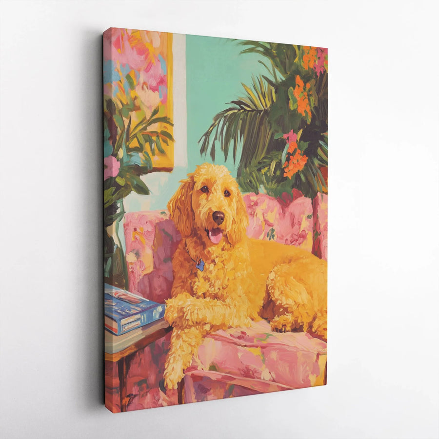 Goldendoodle Canvas Wall Art | Vibrant Painterly Style Pet Portrait | Premium Frameless Canvas Print | Gift for Dog Mom