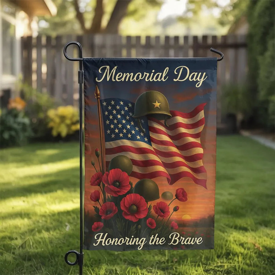 Memorial Day Garden Flag | Honoring the Brave Patriotic Design | Premium Double-Sided Polyester | Outdoor Yard Decor for Military Families & Veterans