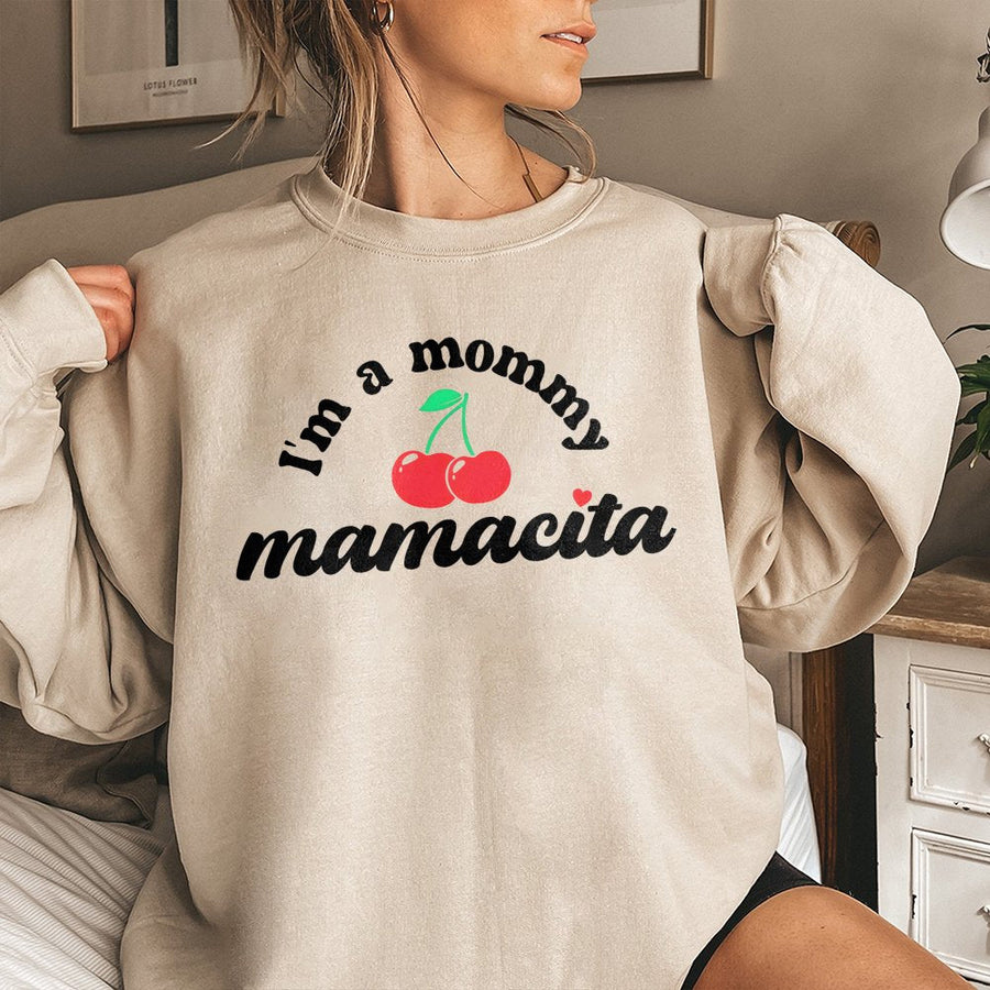 Mommy Mamacita Sweatshirt | Cute Cherry Graphic Print | Soft Cotton Blend Unisex Pullover | Funny Mom Life Gift For Mother's Day 2026