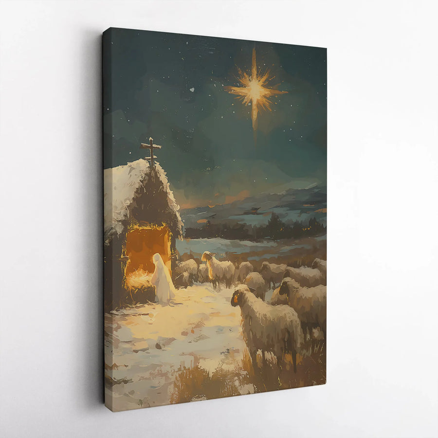 Nativity Scene Canvas Print | Star of Bethlehem Religious Wall Art | Premium Gallery Wrapped Decor | Christian Christmas Gift for Home