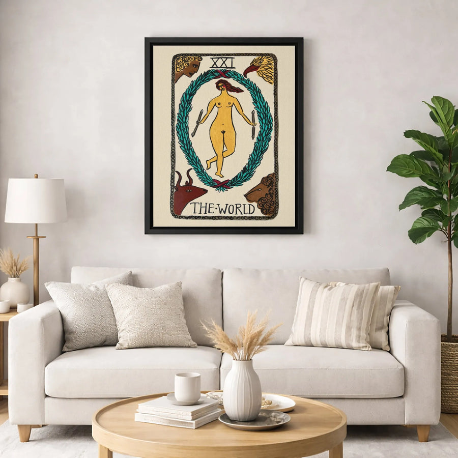The World Tarot Card Canvas | Major Arcana Wall Art | Gallery Quality Premium Print | Spiritual Home Decor Gift for Witchy Aesthetic Lovers