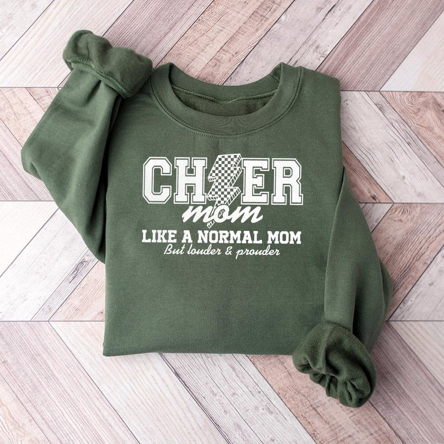Cheer Mom Sweatshirt | Louder and Prouder Graphic Design | Soft Cotton Blend Unisex Pullover | Perfect Gift for Cheerleading Team Sports Moms