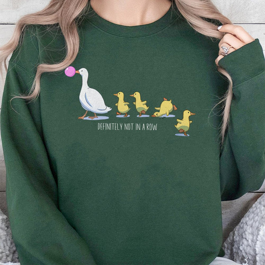 Silly Goose Sweatshirt | Funny Duck Definitely Not In A Row Graphic | Premium Cotton Blend Crewneck | Gift For Animal Lover Mom Or Teacher