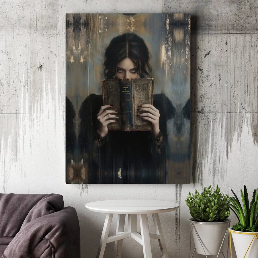 Gothic Woman Canvas Wall Art | The Book Of Lost Souls Dark Academia Decor | Premium Fade-Resistant Print | Mystical Home Office Gift
