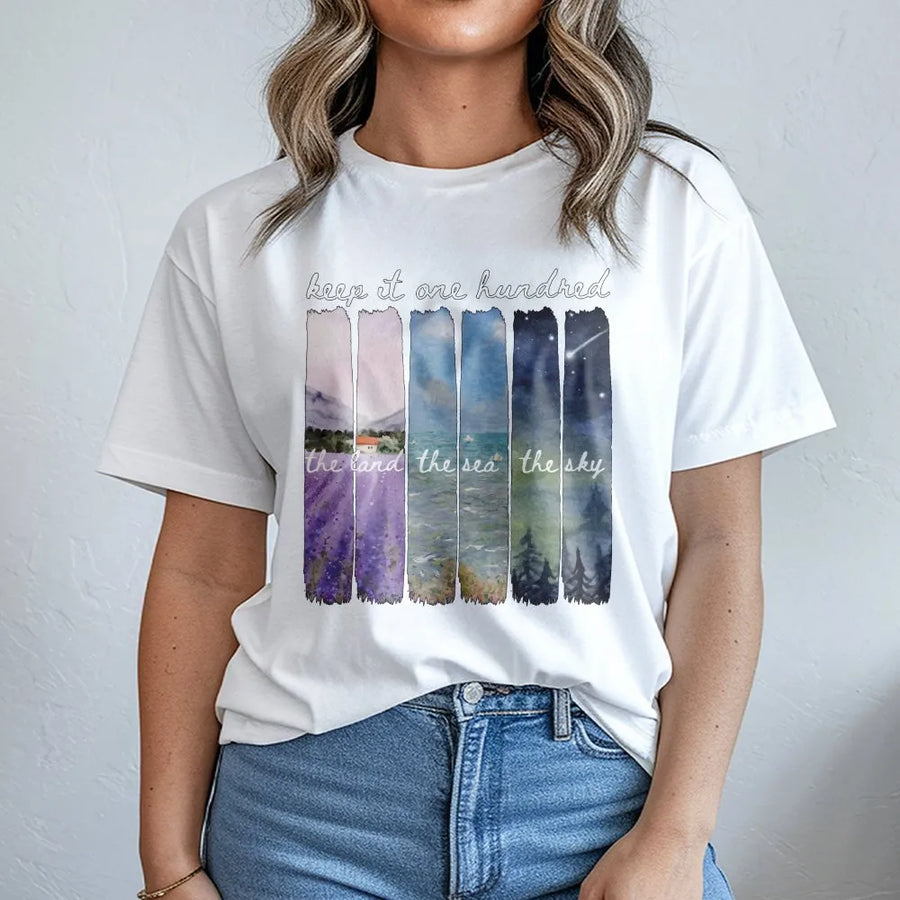 Land Sea Sky T-Shirt | Abstract Nature Graphic Tee | 100% Soft Cotton Premium Quality | Unisex Casual Apparel Gift For Nature Lovers