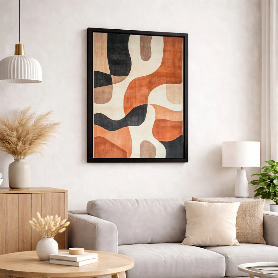 Abstract Canvas Wall Art | Mid Century Modern Organic Shapes | Premium Fade-Resistant Gallery Wrap | Earth Tone Decor for Living Room Office