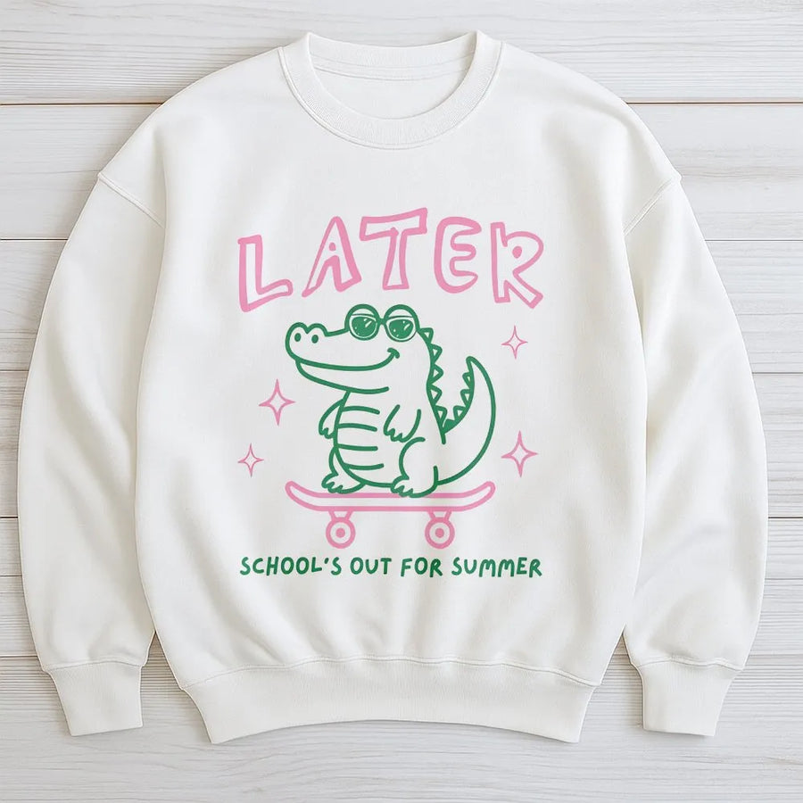 Last Day Of School Teacher Sweatshirt | Cute Later Alligator Graphic | Comfort Colors Pullover | End Of Year Teacher Team Gift