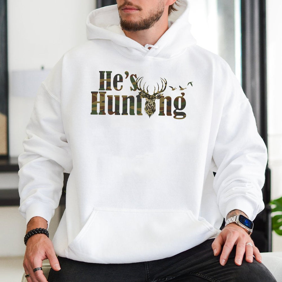 Hunting Hoodie | Camouflage Deer Head Graphic | Soft Cotton-Blend Outdoor Apparel | Gift for Hunters and Outdoorsmen