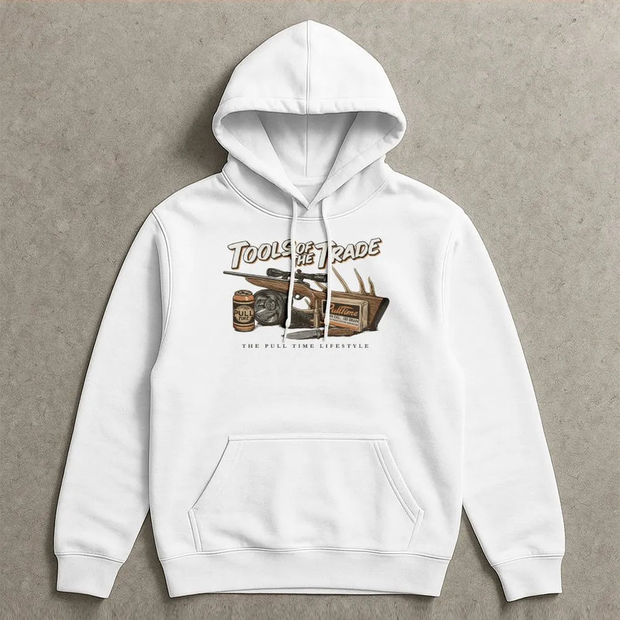 Hunting Hoodie | Tools Of The Trade Rifle Deer Antler Graphic | Premium Cotton Blend | Gift For Hunters And Outdoorsmen