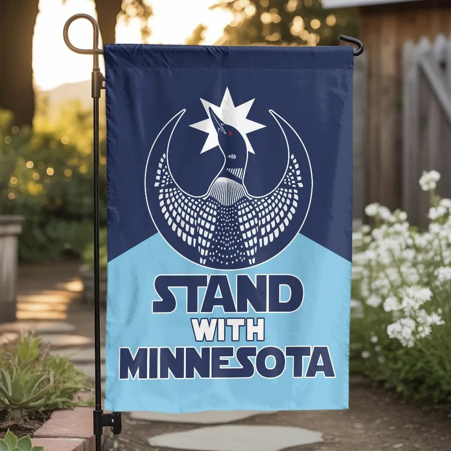 Stand with Minnesota Garden Flag | New Loon & North Star Design | Weather-Resistant Polyester | Patriotic MN State Pride Yard Decor Gift
