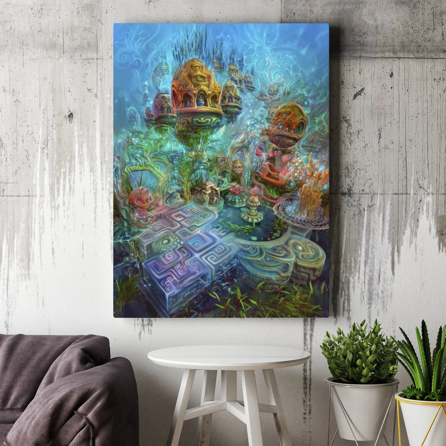 Psychedelic Visionary Canvas Art | Surreal Digital Garden Print | Gallery Quality 1.25" Thick Canvas | Trippy Wall Decor Gift for Meditation Room