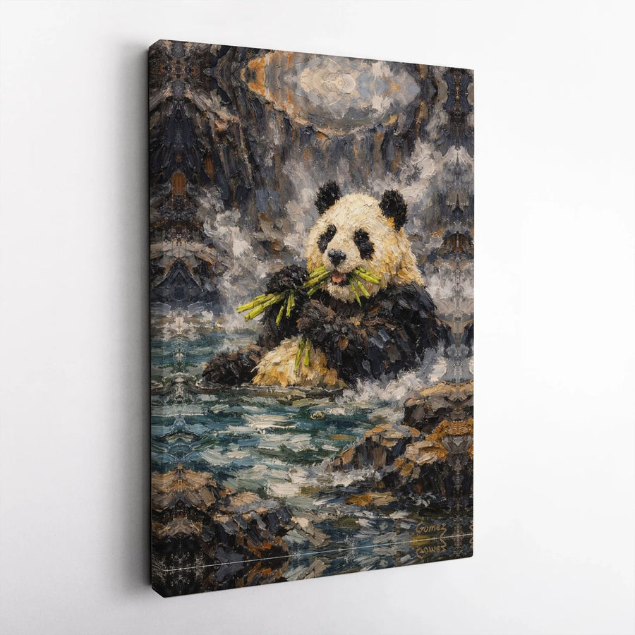 Panda Bear Canvas Wall Art | Textured Impressionist Painting Print | Premium Wildlife Artwork | Collector's Gift for Animal Lover