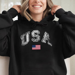 USA Flag Hoodie | Vintage American Patriotic Graphic | Premium Cotton Blend Sweatshirt | Unisex 4th of July Gift for Men and Women