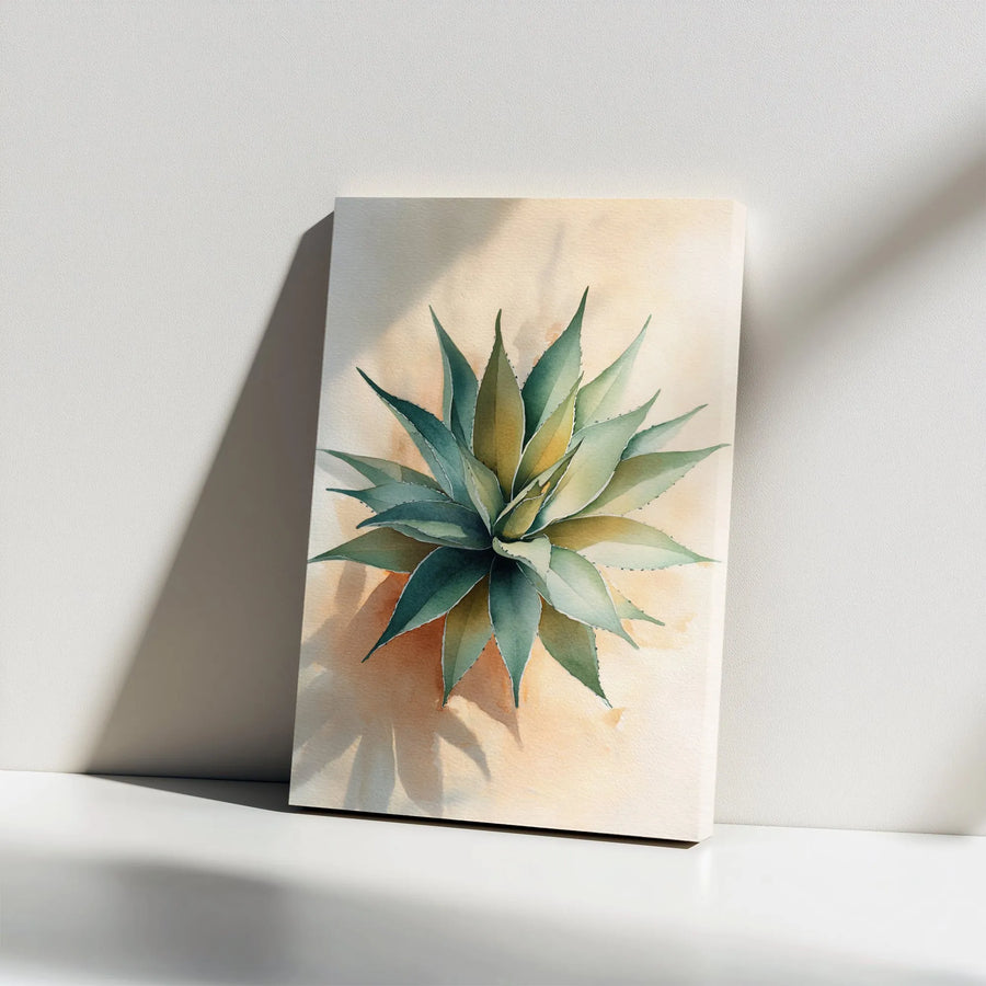 Watercolor Agave Canvas Wall Art | Minimalist Botanical Succulent Print | Premium 1.25" Thick Canvas | Modern Boho Home Decor Gift