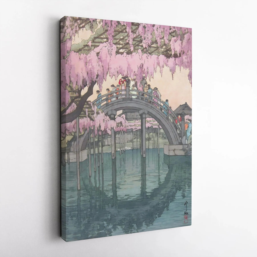 Wisteria at Kameido Tenjin Shrine Canvas Wall Art | Hiroshige Ukiyo-e Japanese Print | Gallery-Quality Fade-Resistant | Aesthetic Home Decor Gift