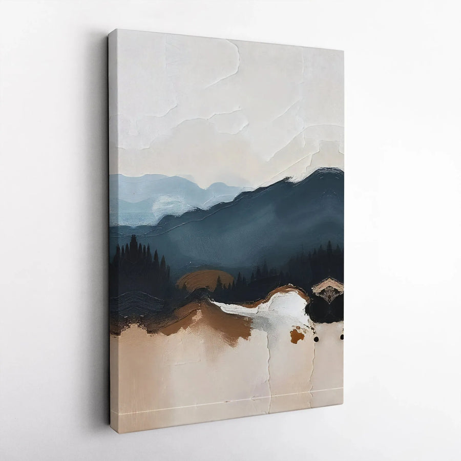 Abstract Mountain Canvas Wall Art | Minimalist Pine Forest Landscape | 1.25 Inch Gallery Wrap | Modern Home Decor Gift