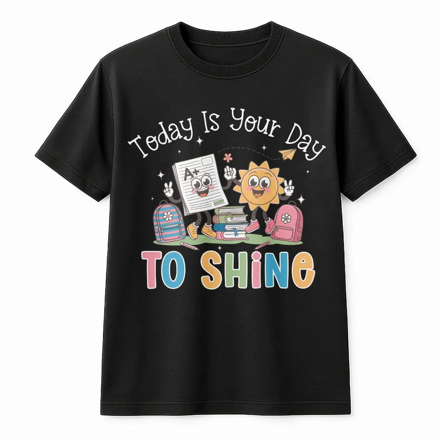 Testing Day Teacher Shirt | Retro Motivational 'To Shine' Graphic | Soft Cotton Tee | State Testing Gift for Teacher Team