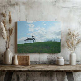 Old White Schoolhouse Landscape Canvas | Farmhouse Countryside Wall Art | Premium Gallery-Wrapped Print | Rustic Home Decor Gift
