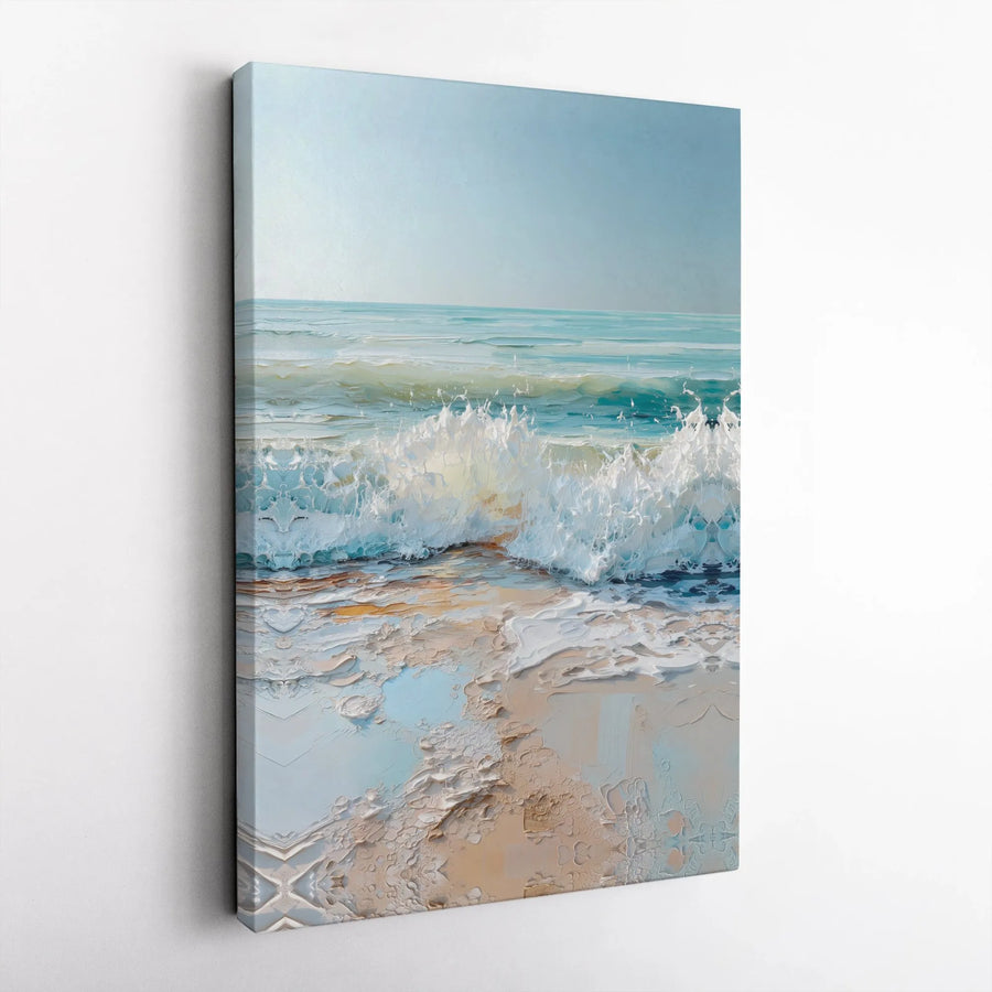 Coastal Ocean Wave Canvas Art | Impasto Textured Seascape | Gallery Quality Premium Print | Beach House Home Decor Wall Art
