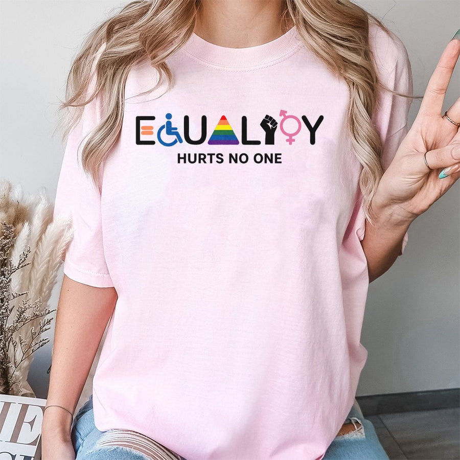 Equality Hurts No One T-Shirt | Inclusive LGBTQ Pride Graphic | 100% Cotton Premium Tee | Human Rights Advocacy Gift for All
