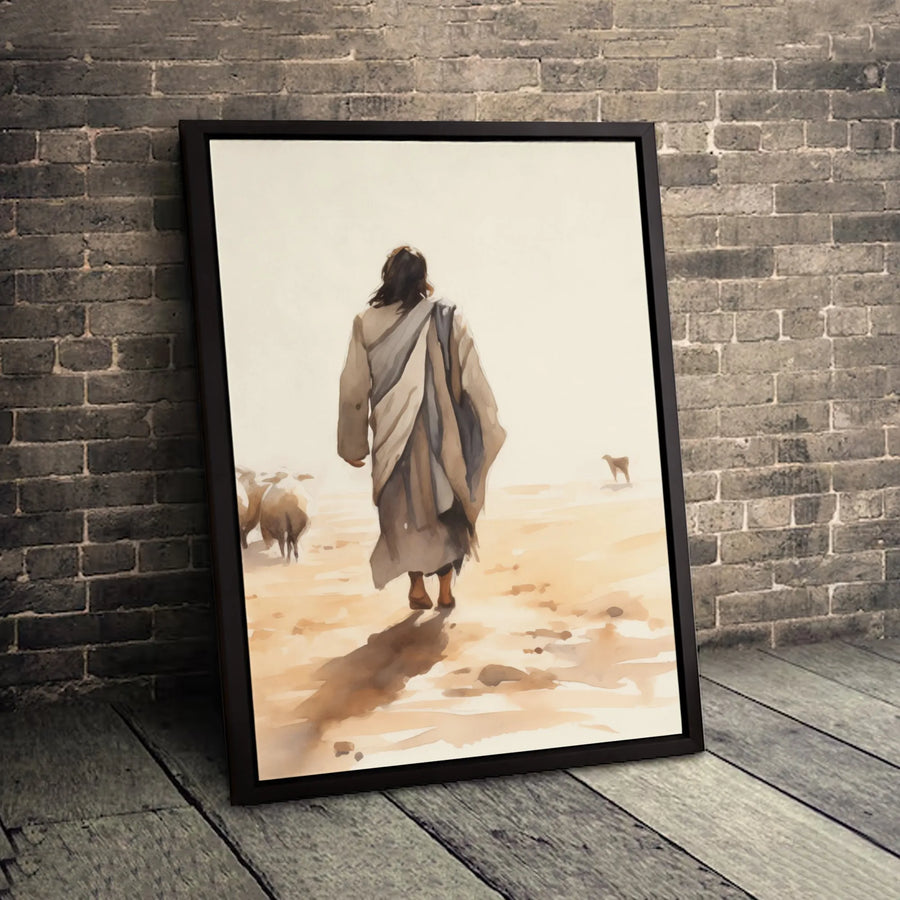 Jesus The Good Shepherd Canvas Art | Watercolor Religious Wall Decor | Premium Fade-Resistant Print | Christian Home & Office Gift