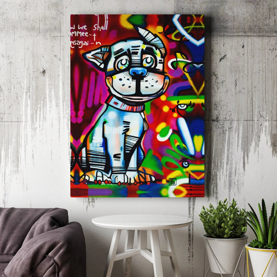 Graffiti Dog Canvas Wall Art | Urban Street Style Portrait | Gallery Wrapped Premium Print | Modern Decor For Living Room Or Office