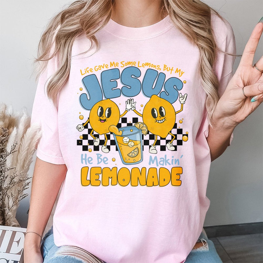Jesus Lemonade T-Shirt | Retro Cartoon Christian Graphic Tee | 100% Cotton Premium Apparel | Inspirational Faith Based Gift For Men Women