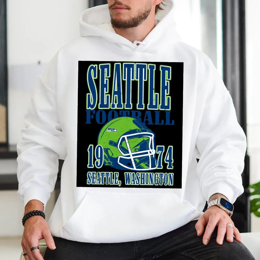 Seattle Football 1974 Seattle, Washington Vintage Seahawks Football Helmet Hoodie