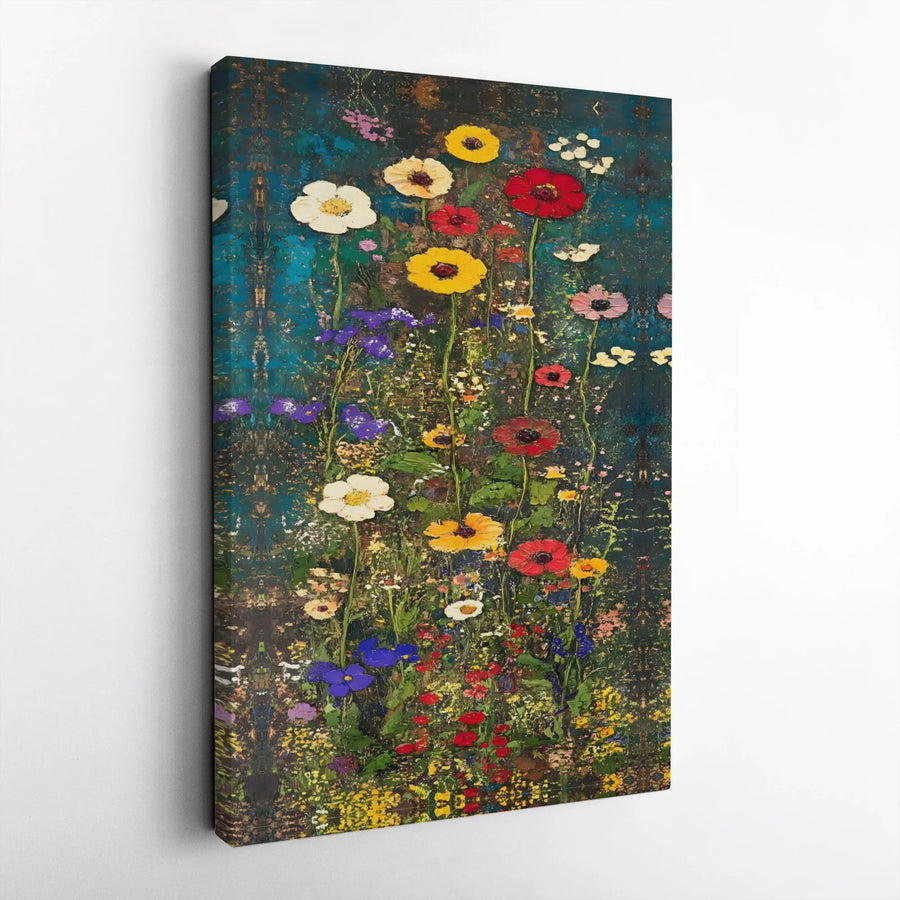 Wildflower Meadow Canvas Wall Art | Colorful Abstract Floral Print | Premium Gallery Wrap 1.25" Frame | Botanical Home Decor Gift for Her