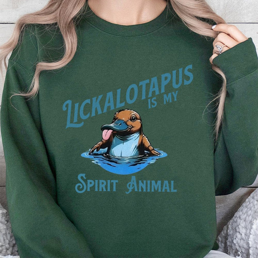 Lickalotapus Spirit Animal Sweatshirt | Funny Platypus Pun Graphic | Premium Cotton Blend | Humorous Animal Lover Gift For Men And Women