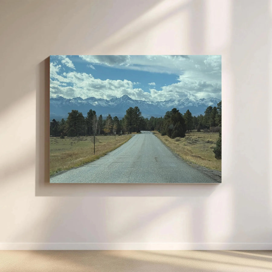 Mountain Landscape Canvas Wall Art | Snow-Capped Peak Road View | Premium Gallery Wrap Decor | Nature Photography Gift for Home Office