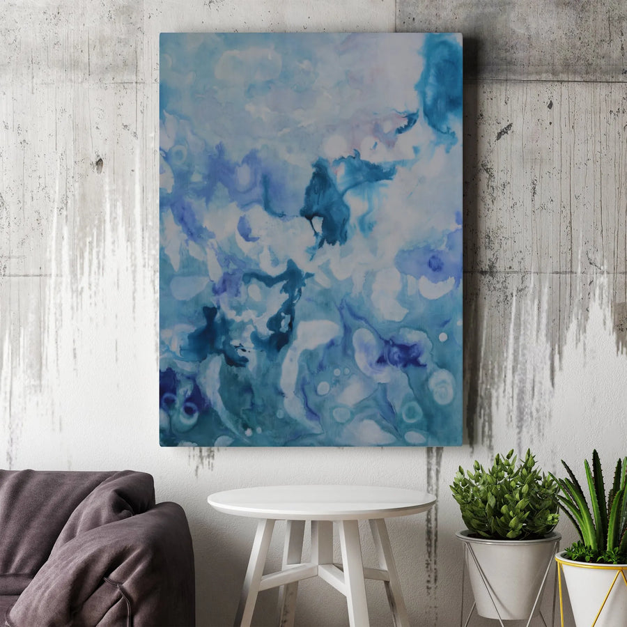 Abstract Ocean Canvas Wall Art | Ebb and Flow Watercolor Print | Premium Thick 1.25 Inch Gallery Wrap | Modern Home Decor Gift