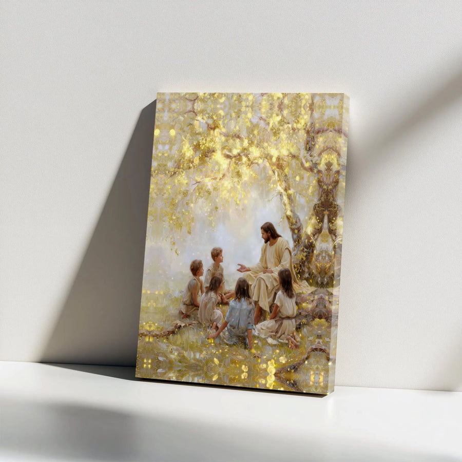 Jesus Teaching Children Canvas Print | Spiritual Bible Story Art | Premium Gallery Wrapped Canvas | Christian Home Decor Gift